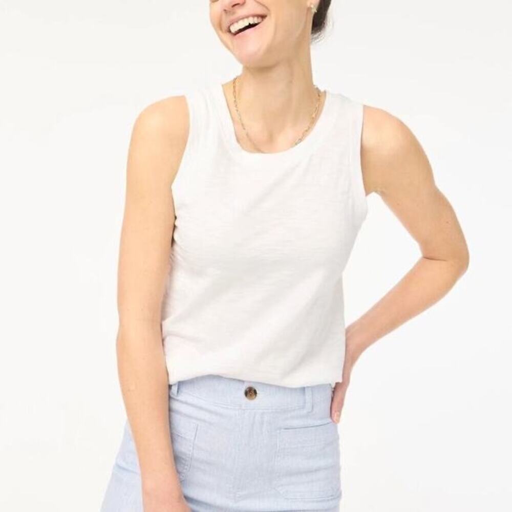 J. Crew Factory Girlfriend Tank Top in White Size Large